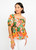 Tropical Peplum Puff Sleeve Top 650424