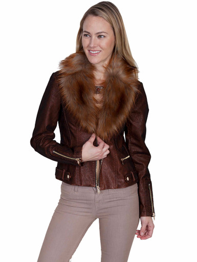 ☆☆GENERAL IDEA☆☆ WOMAN no-collar fur jacket [BROWN] / WB FAUX-FUR-LADIES-Jackets-