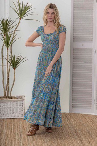 linen dress petite Petite Amalie Delicate Border Print Silk Linen Dress 1429 / 12y