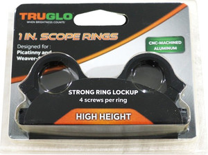 TRUGLO RINGS 1" HIGH MATTE PICATINNY/WEAVER W/4 SCREWS