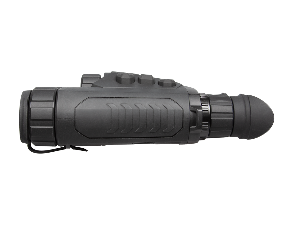 Side profile of AGM ObservIR LRF 25-256 binoculars