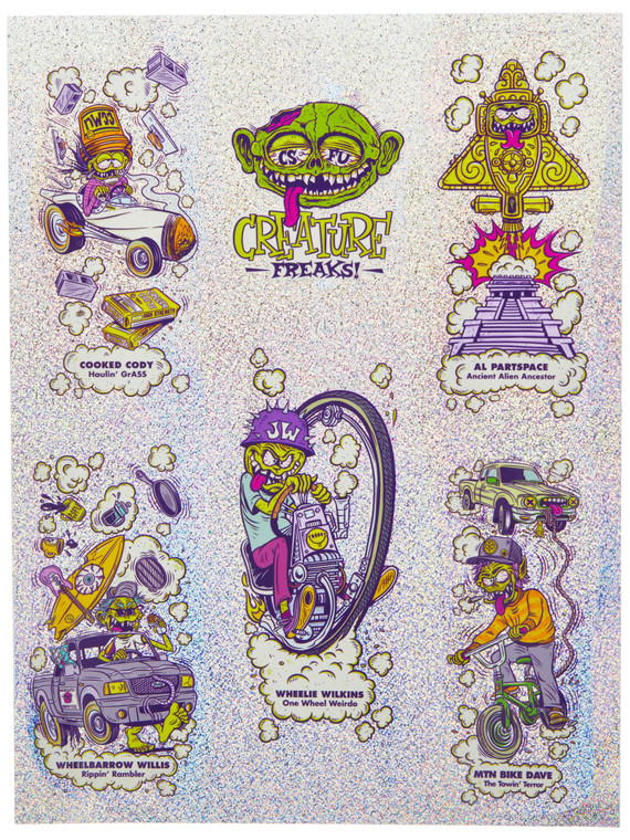 Creature Freaks Prismatic Sticker Sheet 6" x 8"