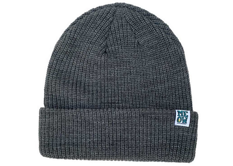 Meow Stacked Cuff Beanie Dark Heather