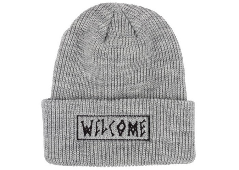 Welcome Scrawl Beanie Heather Grey