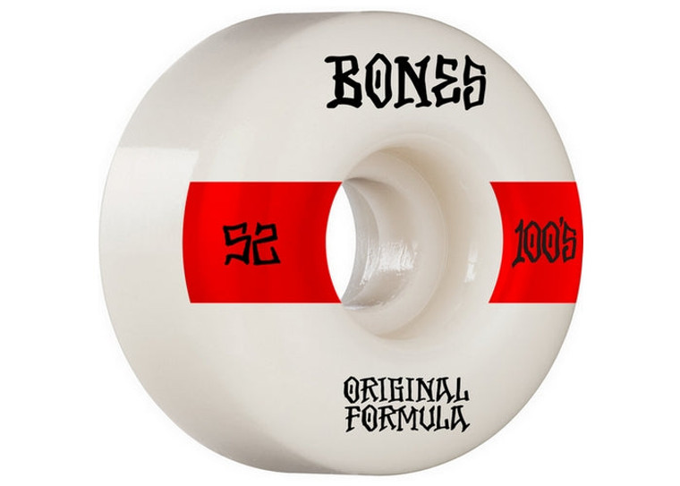 Bones 100'S V4 Wides White 52MM Skateboard Wheels