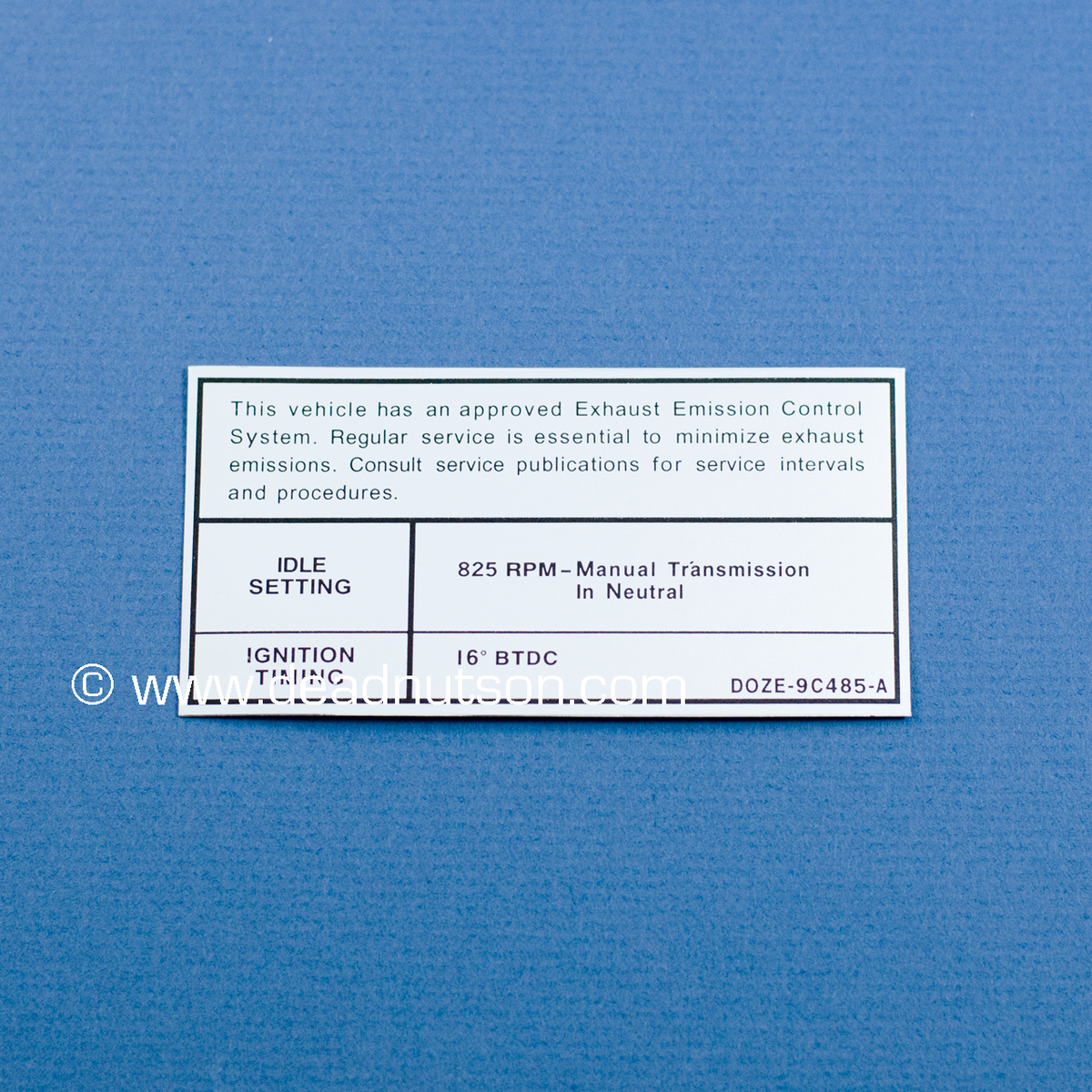 1970 BOSS 302 Engine Emissions Decal (Early Production) - Dead Nuts On