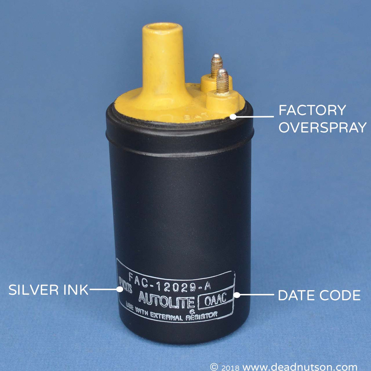 Autolite Yellow Top Coil - Date Coded - Dead Nuts On