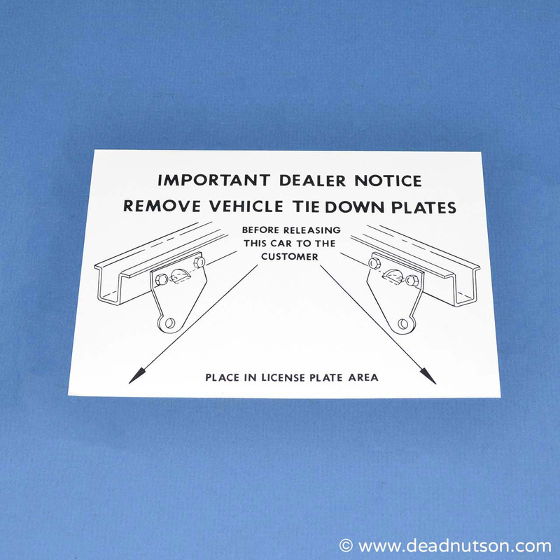 Vehicle Tie Down Instructions Decal