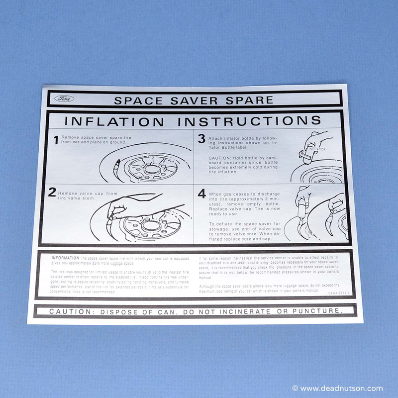 Space Saver Spare Instructions Decal