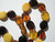 Genuine Baltic Amber Mixed color Oval/Tabular Beads/Necklace, knotted with clasp - 10-11x12-13x4-5mm-  strand