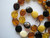 Genuine Baltic Amber Mixed color Oval/Tabular Beads/Necklace, knotted with clasp - 10-11x12-13x4-5mm-  strand