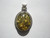 Natural Green Baltic Amber and .925 SS Pendant -31x26mm - 1