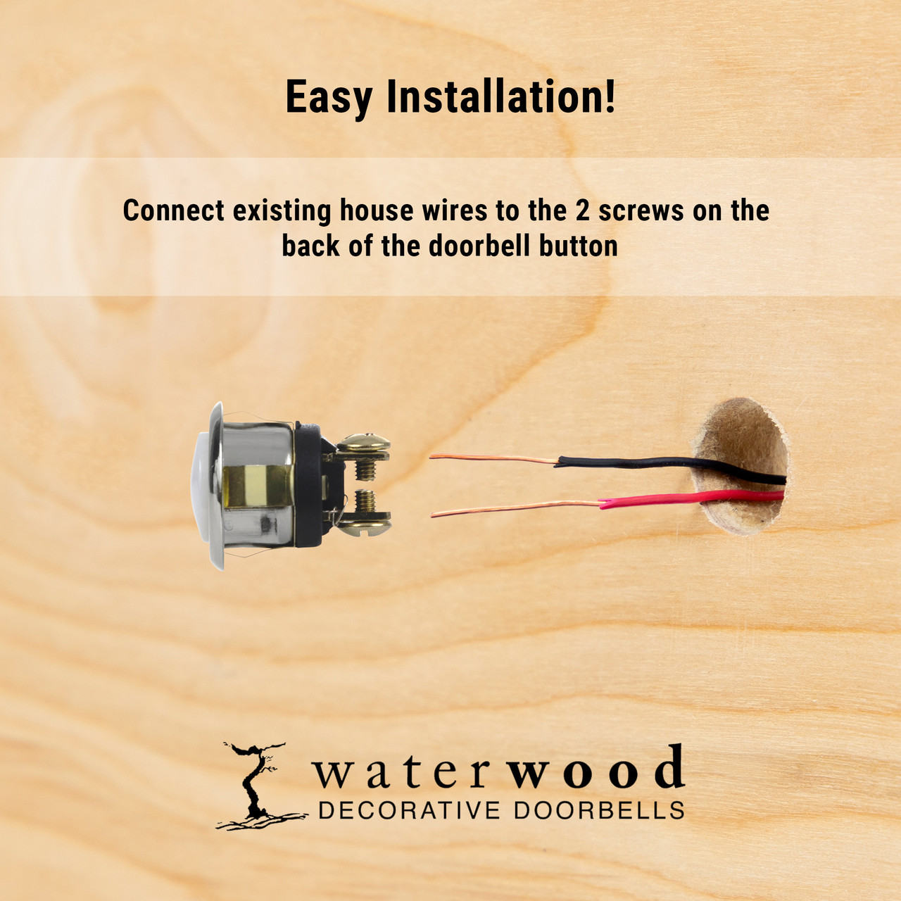 Solid Brass Oval Flower Doorbell in Pewter Waterwood