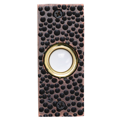 Solid Brass Small Hammered Plate Doorbell in Oil Rubbed Bronze Solid Brass Small Hammered Plate Doorbell in Oil Rubbed Bronze