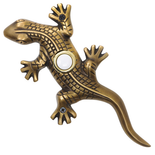 Solid Brass Small Lizard / Gecko Doorbell in Black - Waterwood