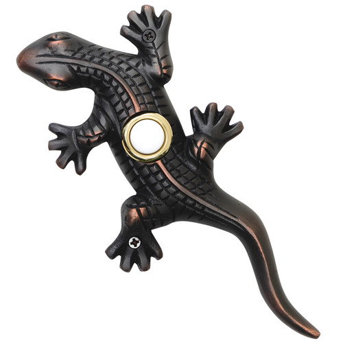 Solid Brass Small Lizard / Gecko Doorbell in Black - Waterwood