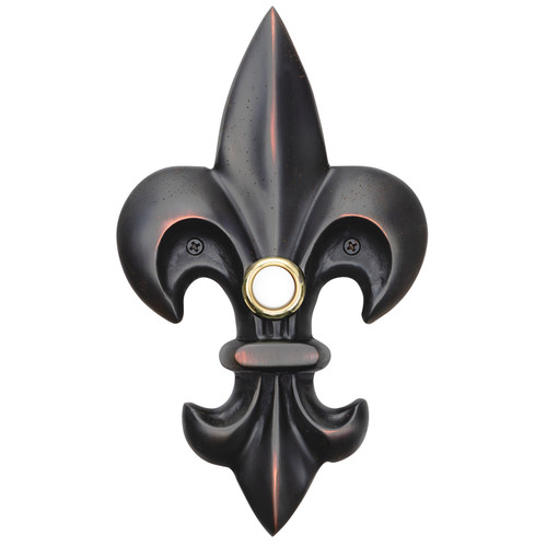 Solid Brass Large Fleur De Lis Doorbell in Oil Rubbed Bronze Solid Brass Large Fleur De Lis Doorbell in Oil Rubbed Bronze