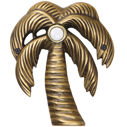 Solid Brass Palm Tree Doorbell in Antique Brass Solid Brass Palm Tree Doorbell in Antique Brass