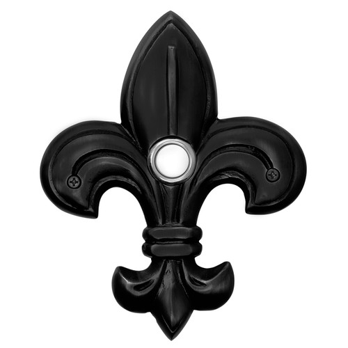 Solid Brass Medium Fleur De Lis Doorbell in Black Solid Brass Medium Fleur De Lis Doorbell in Black
