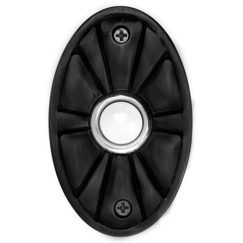 Solid Brass Oval Flower Doorbell in Black Waterwood