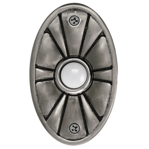 Solid Brass Oval Flower Doorbell in Pewter Waterwood