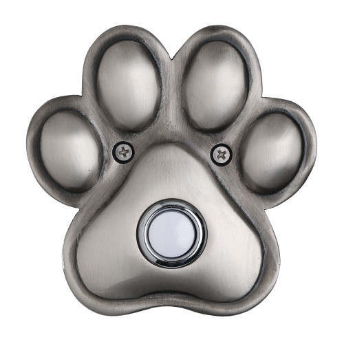 Solid Brass Paw Print Doorbell in Pewter Waterwood