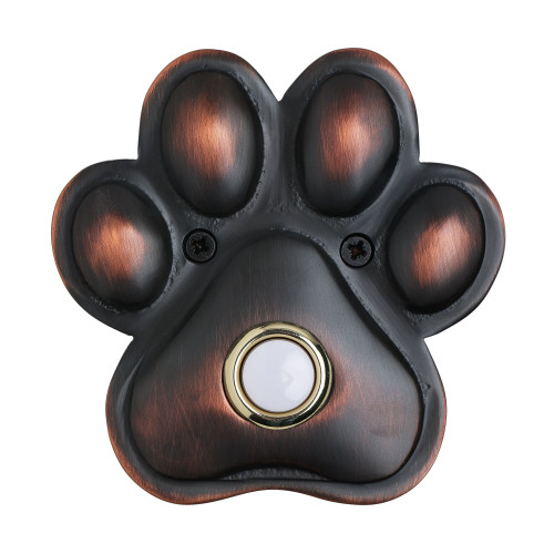 Solid Brass Paw Print Doorbell in Oil Rubbed Bronze Waterwood