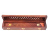 Incense Stick & Cone Holder Box 30cm - Yin Yang Triple Brass Inlay