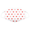 Face Mask Covering - White with Red Hearts (Adult Size)