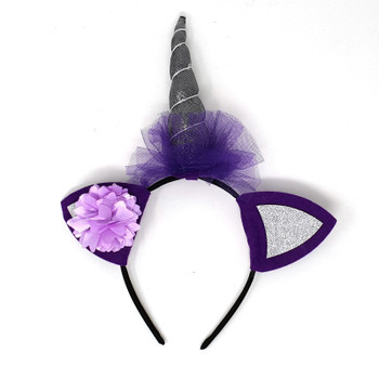 Unicorn Head Band - Purple & Silver