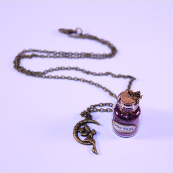 Fairy Dust In Jar Necklace With Pendant - Purple