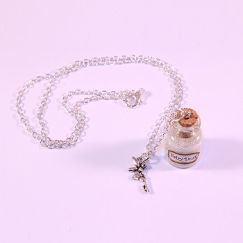 Fairy Dust In Jar Necklace With Pendant - White