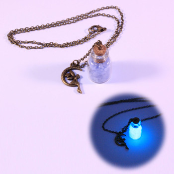 Fairy Dust In Jar Necklace With Pendant - Blue Glow in Dark