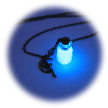 Fairy Dust In Jar Necklace With Pendant - Blue Glow in Dark