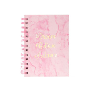 Pink Marbel Spiral Notebook - Dream Believe Achieve