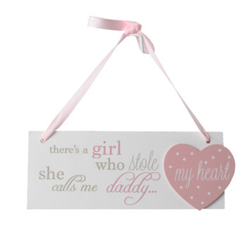 Double Heart Wooden Sign - A Girl Stole My Heart