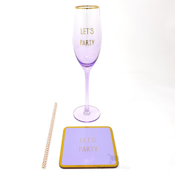 Let's Party Stemmed Flute & Coaster Set - Lets Party