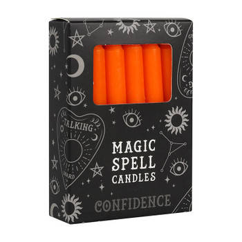 Pack Of 12 Spell Candles - 'CONFIDENCE' Orange
