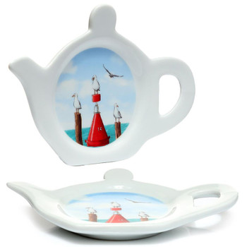 Porcelain Teapot Shaped Teabag Tidy - Seagull Buoy