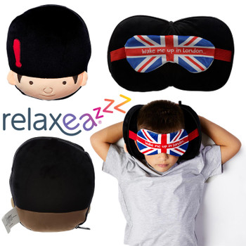 Relaxeazzz Plush Travel Pillow and Eye Mask - Guardsman