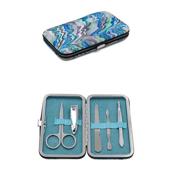 Glitter 5 Piece Manicure Set - Marble - BLUE