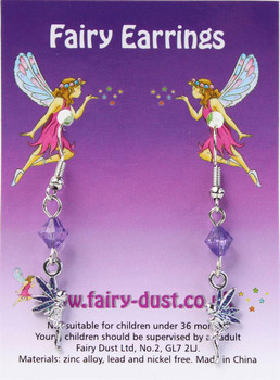 Childs Fairy Dust Earrings Party Bag Filler Jewelry - Violet