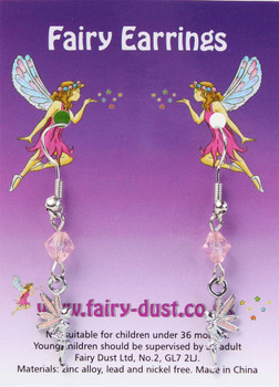 Childs Fairy Dust Earrings Party Bag Filler Jewelry - Pink