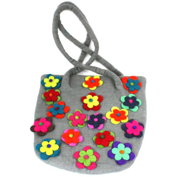 FairFelt Multi Colourful Flower Grey Bag