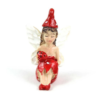 Fiddlehead Fairy Gardens - Seated Mushroom Fairy & Ladybird