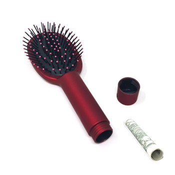 Secret Stash Hair Brush - Rubberised Handle - Red