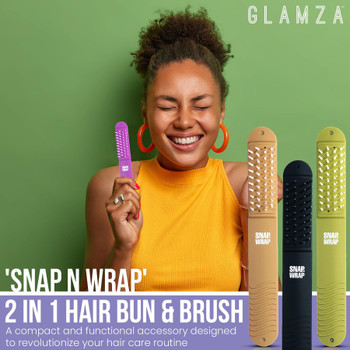 Snap N Wrap 2 in 1 Hair Bun & Brush Foldable Handy Pocket Size Kids Adult