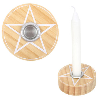 Natural Wooden Pentagram Spell Candle Holder