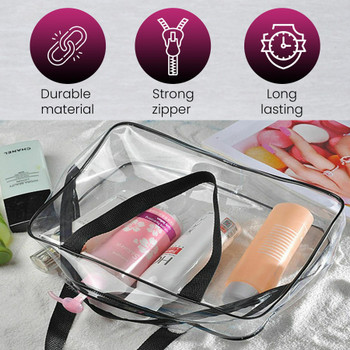2 Piece Waterproof Travel Bag Set Transparent Makeup Toiletry Clear Wash Pouch
