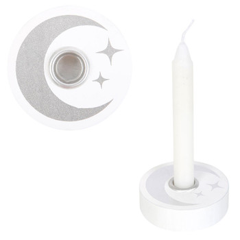 White Mystical Moon Spell Candle Holder